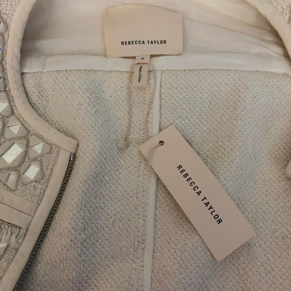 REBECCA TAYLOR White Mirror Embroidered Tweed Jacket - NWT - Picture 16 of 16